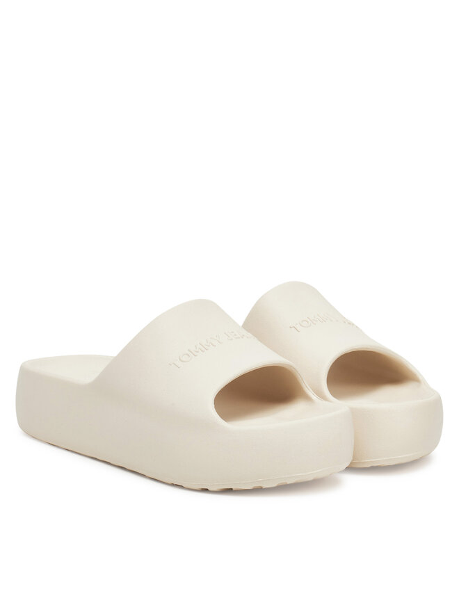 Tommy Jeans Pantoletten Tommy Jeans Tjw Chunky Pool Slide Ess EN0EN02879 Écru