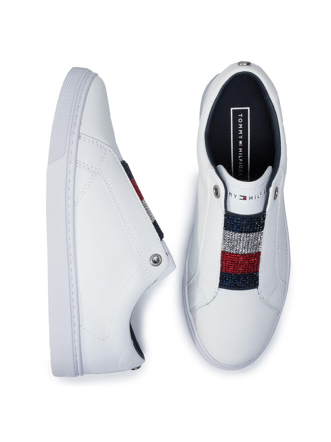 Tommy Hilfiger Sneakers Tommy Hilfiger Cristal Leather Slip On Sneaker FW0FW04513 Weiß