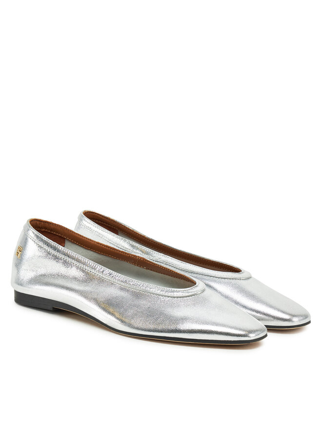 Tommy Hilfiger Ballerine Tommy Hilfiger Soft Metal Lthr Ballerina No Bow FW0FW08601 Argento