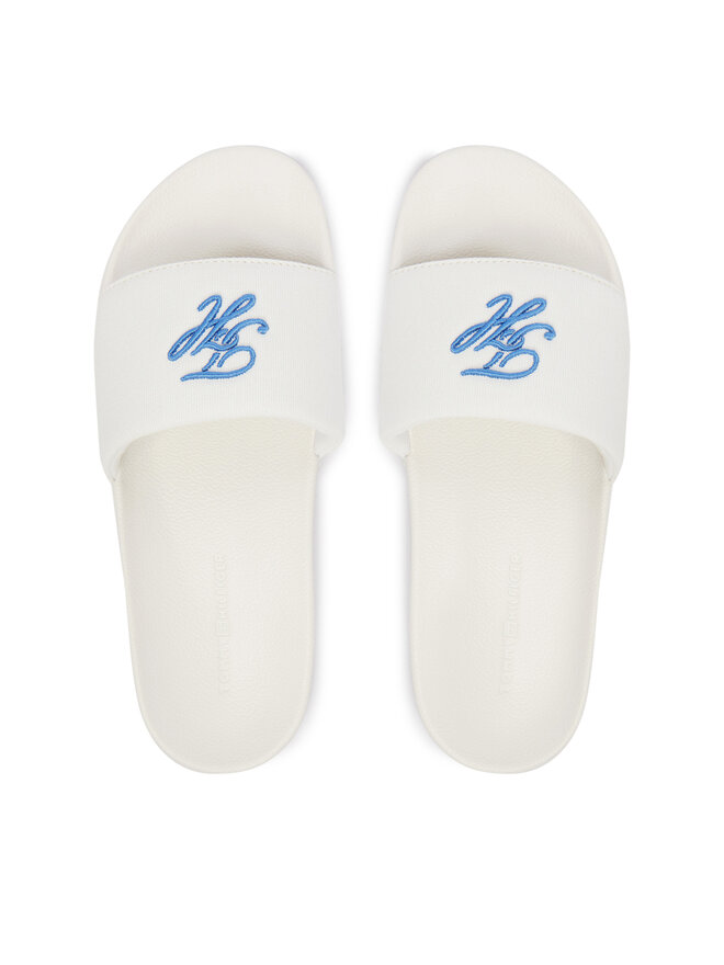 Tommy Hilfiger Pantoletten Tommy Hilfiger Th Script Pool Slide FW0FW09286 Weiß