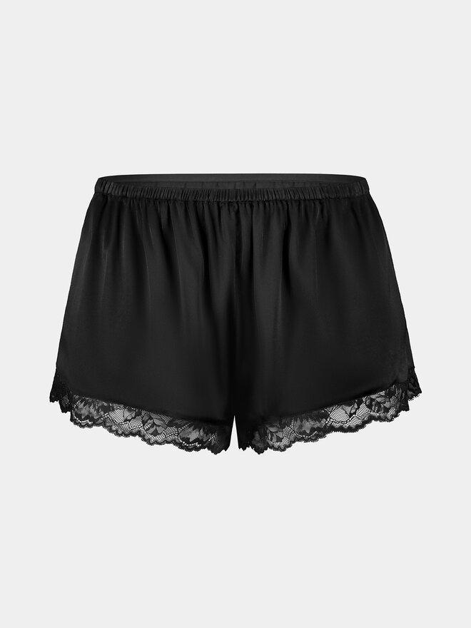 Dorina Dorina Kratke pidžama hlače Pure Silk DCSH0002SK002 Crna Regular Fit
