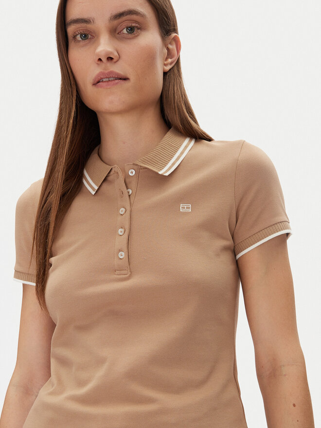 Tommy Hilfiger Tommy Hilfiger Poloshirt Feminine Sporty Slim Polo Ss WW0WW44517 Khakifarben Regular Fit