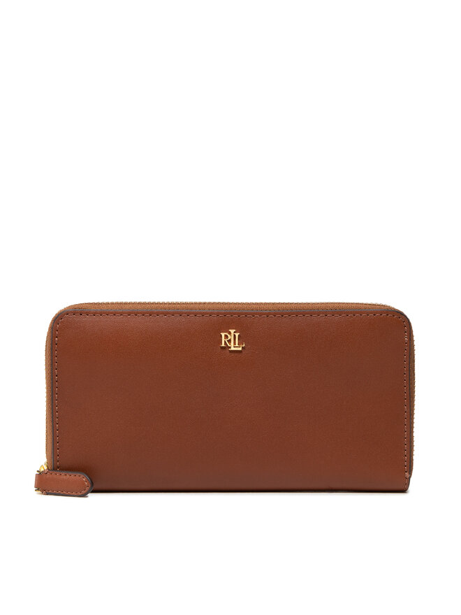LAUREN RALPH LAUREN Duży Portfel Damski Lauren Ralph Lauren Zip Cont Wlt 432876730004 Brązowy