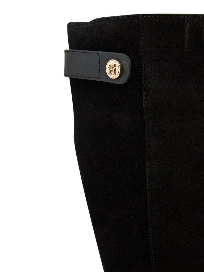 Tommy Hilfiger Kozačky Tommy Hilfiger Th Stud Leather Mix Long Boot FW0FW08341 Černá