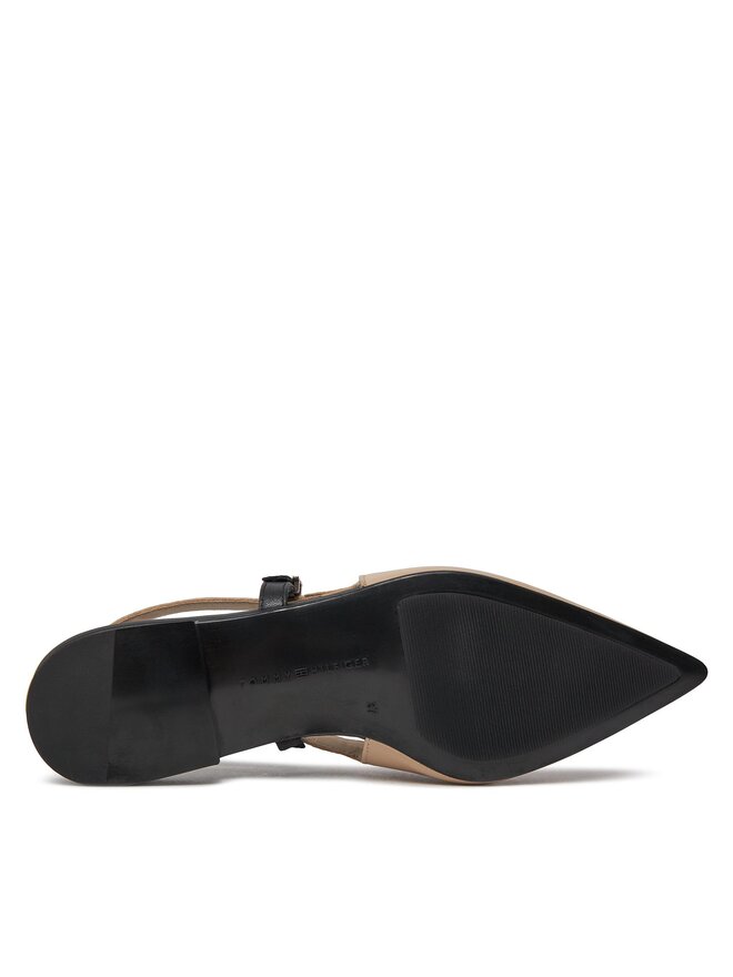 Tommy Hilfiger Sandały Tommy Hilfiger Leather Sling Back Ballerina FW0FW07772 Beżowy