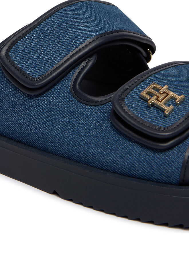 Tommy Hilfiger Pantoletten Tommy Hilfiger Double Strap Denim Sandal FW0FW09123 Blau