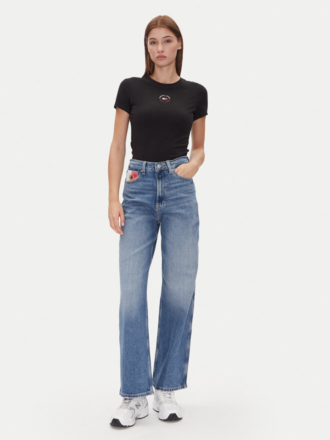 Tommy Jeans Tommy Jeans Camiseta Tjw Slim Essential Logo 2 Tee DW0DW20316 Negro Regular Fit