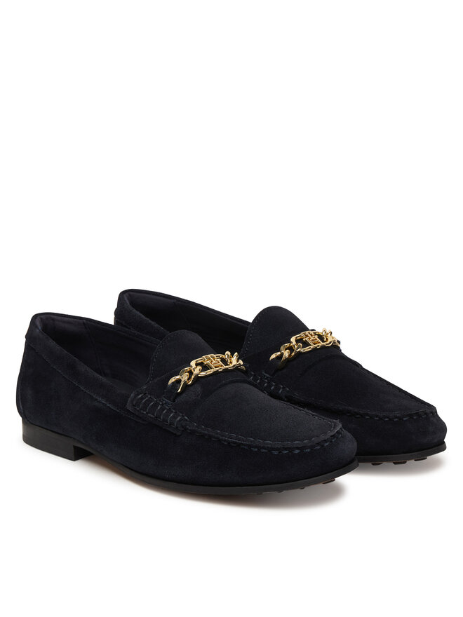 Tommy Hilfiger Mokassins Tommy Hilfiger Th Chain Suede Loafer FW0FW09327 Dunkelblau
