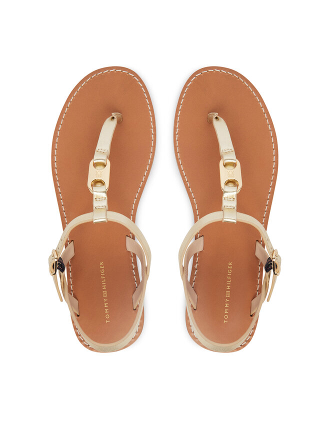 Tommy Hilfiger Sandalen Tommy Hilfiger Leather Thong Sandal Gold FW0FW09331 Goldfarben