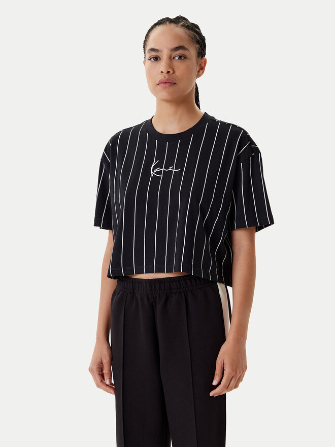 Karl Kani Karl Kani Camiseta Small Signature Essential Pinstripe 6137880 Negro Relaxed Fit