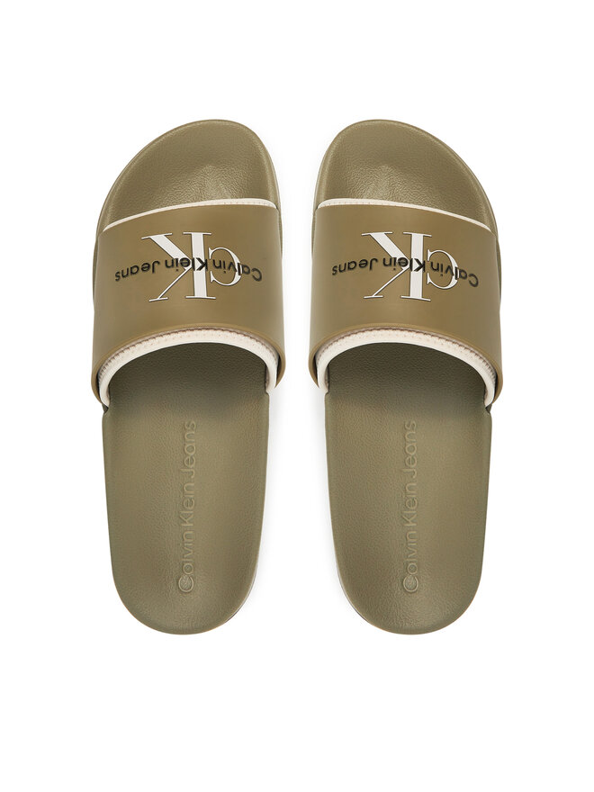 Calvin Klein Jeans Papucs Calvin Klein Jeans Slide Rubber Neoprene Monologo YM0YM00361 Khaki