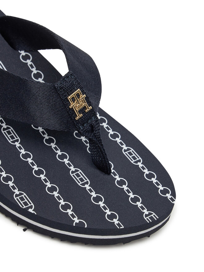 Tommy Hilfiger Zehentrenner Tommy Hilfiger Th Chain Print FW0FW08514 Dunkelblau