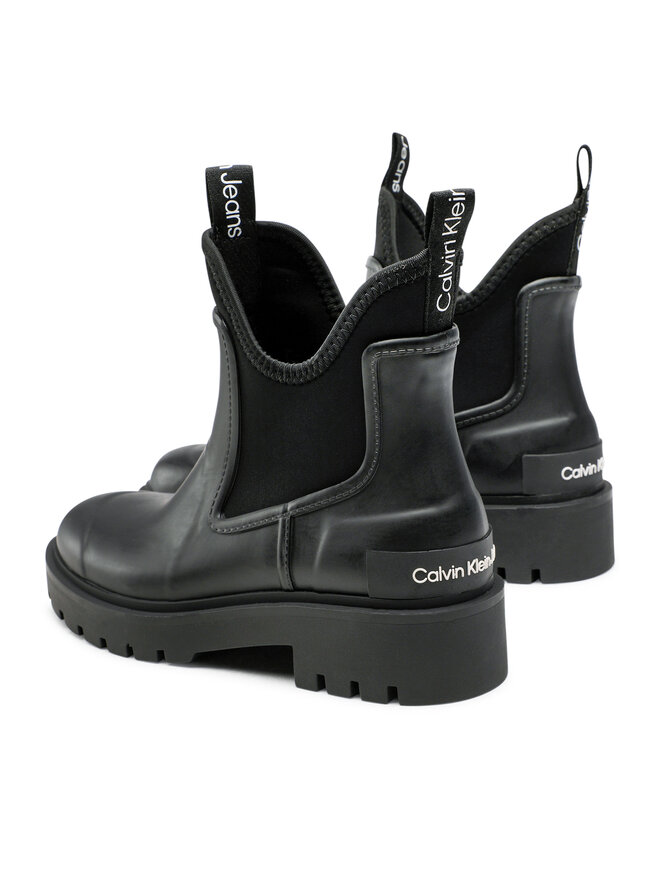 Calvin Klein Jeans Гумени ботуши Calvin Klein Jeans Mid Rainboot Chelsea YW0YW01034 Черен