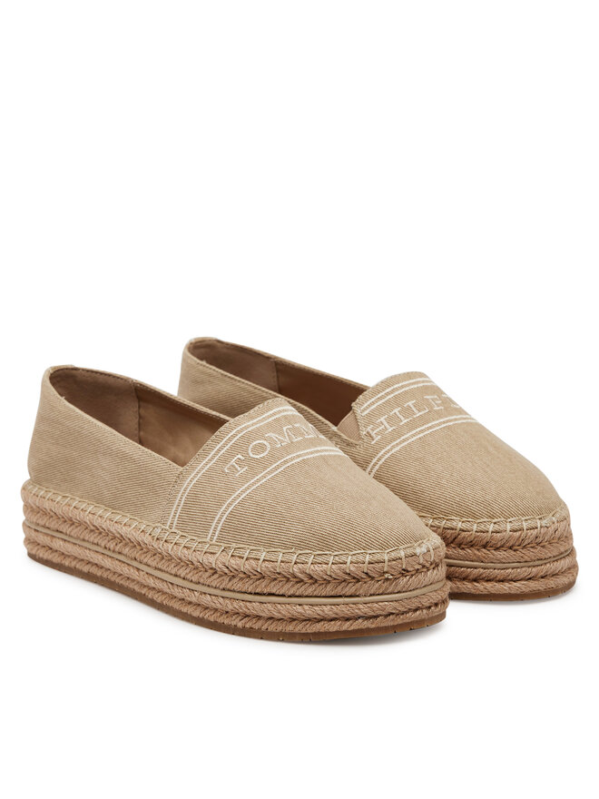 Tommy Hilfiger Espadryle Tommy Hilfiger Denim Platform Espadrille FW0FW08543 Beżowy