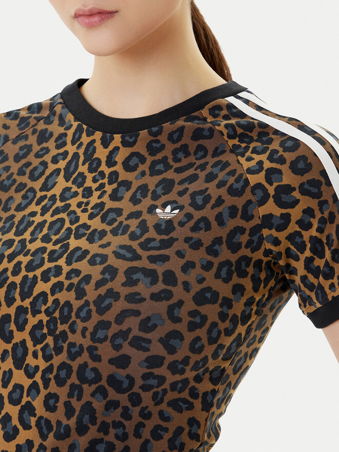 adidas adidas T-shirt Leopard Cali JW7304 Smeđa Slim Fit
