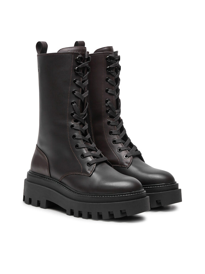 Calvin Klein Jeans Gležnjarji Chelsea Calvin Klein Jeans Flatform Lace Up Boot Mg Lth YW0YW01544 Rjava