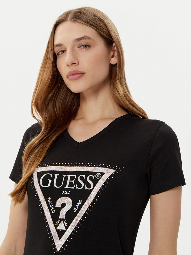 Guess Guess Marškinėliai W5RI21 J1314 Juoda Regular Fit