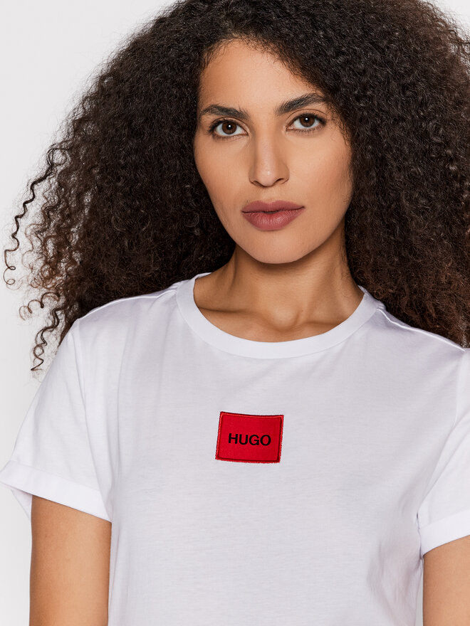 HUGO Hugo T-Shirt Logo Label 50456008 Weiß Regular Fit