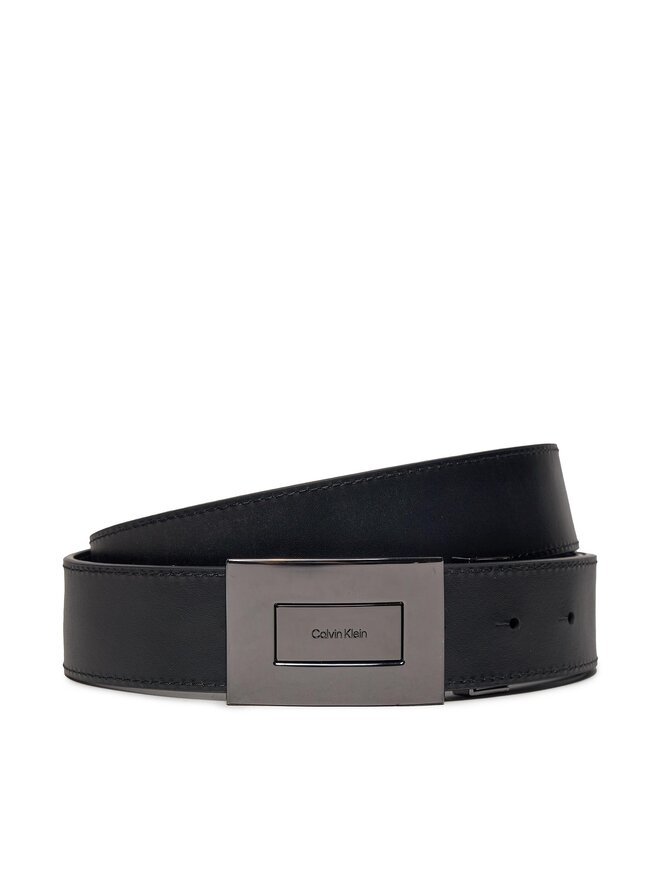 Calvin Klein Чоловічий ремінь Calvin Klein Adj/Rev Formal Plaque Mono 35mm K50K511573 Чорний