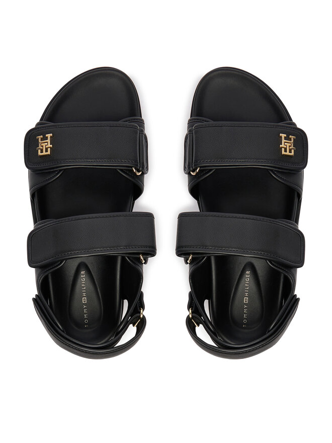 Tommy Hilfiger Sandalen Tommy Hilfiger Leather Sporty Platform Sandal FW0FW09119 Schwarz
