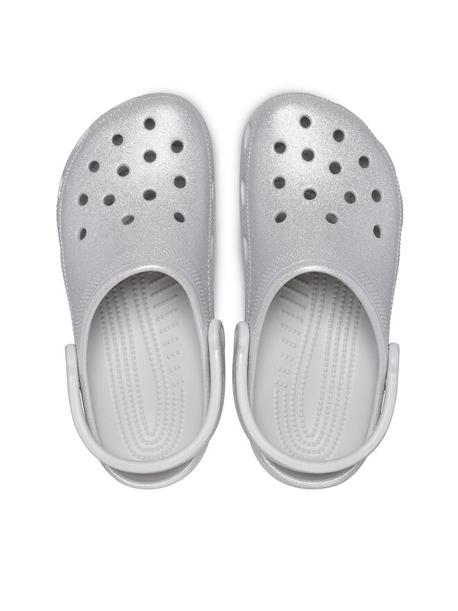 Crocs Şlapi Crocs Classic Glitter Clog 205942 Argintiu