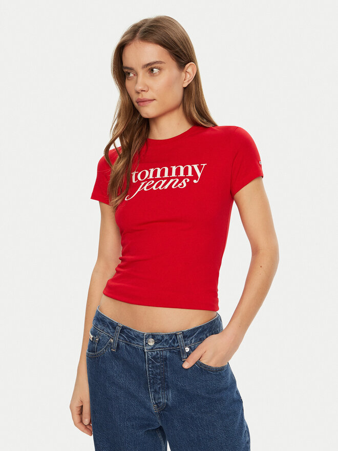 Tommy Jeans Tommy Jeans T-Shirt Essential DW0DW19447 Rot Slim Fit