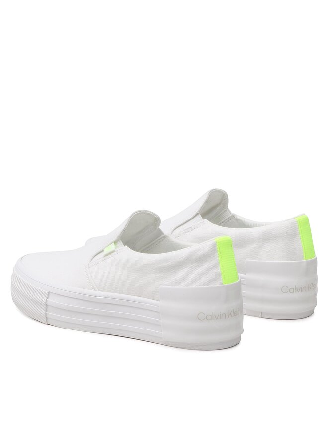 Calvin Klein Jeans Tenisky Calvin Klein Jeans Vulc Flatf Bold Slipon Fluo Cont YW0YW00905 Bílá