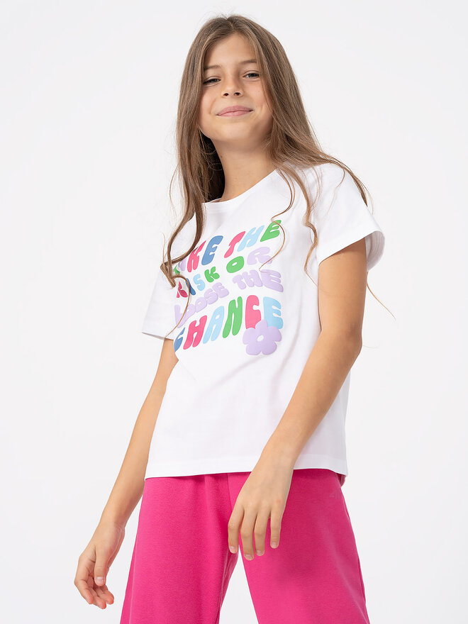 4F 4F Marškinėliai 4FJAW23TTSHF0826 Balta Regular Fit