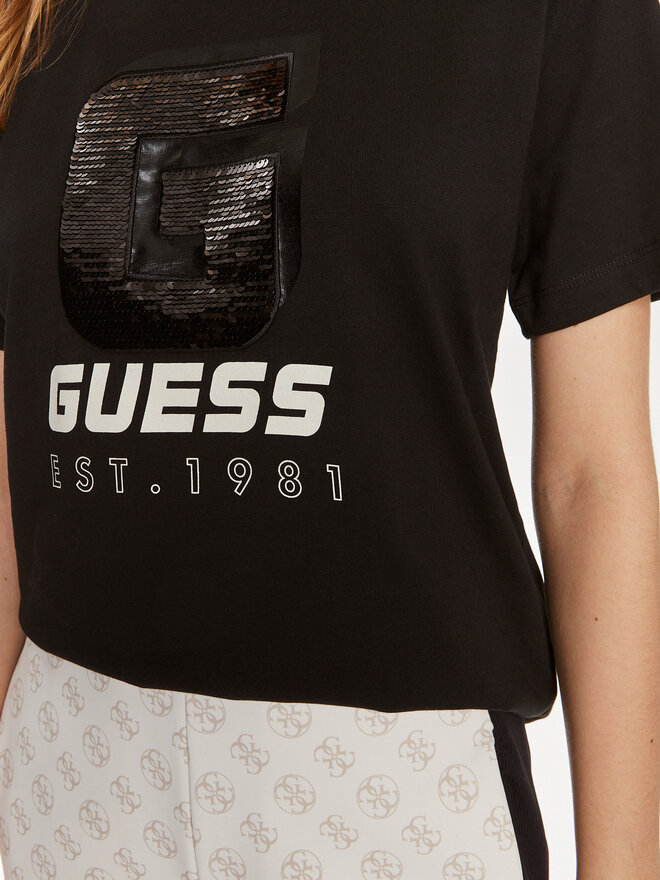 Guess Guess T-Shirt Ines V4YI07 I3Z14 Μαύρο Regular Fit