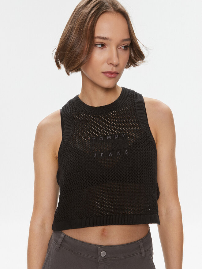 Tommy Jeans Tommy Jeans Top DW0DW18336 Schwarz Regular Fit