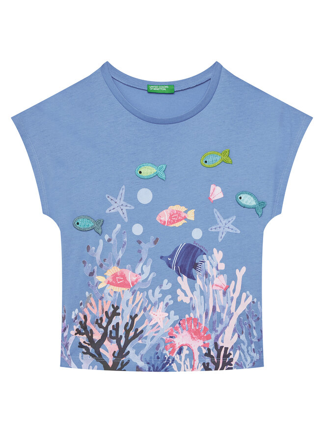 United Colors Of Benetton United Colors Of Benetton T-shirt 3I1XG10JH Plava Regular Fit