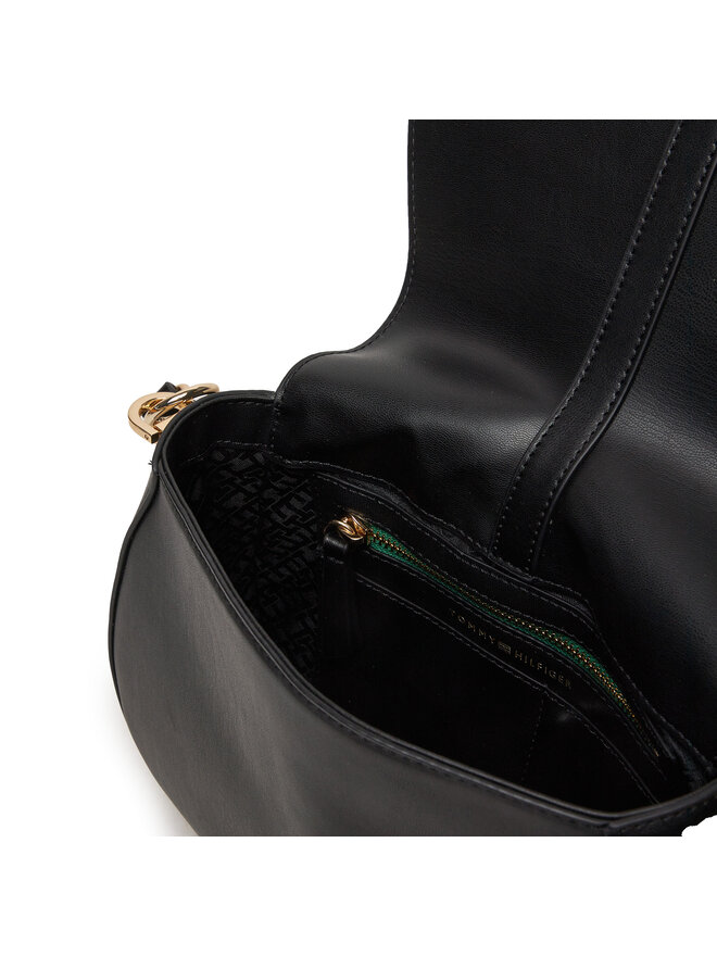 Tommy Hilfiger Handtasche Tommy Hilfiger Heritage Saddle Bag AW0AW16285 Schwarz