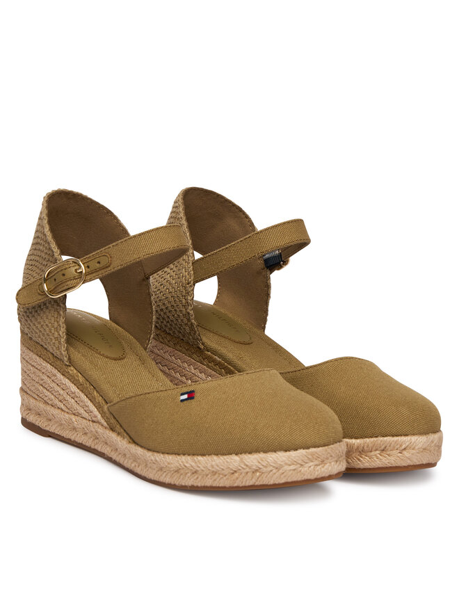 Tommy Hilfiger Espadrilles Tommy Hilfiger Mid Wedge Espad Closed Toe FW0FW09233 Braun