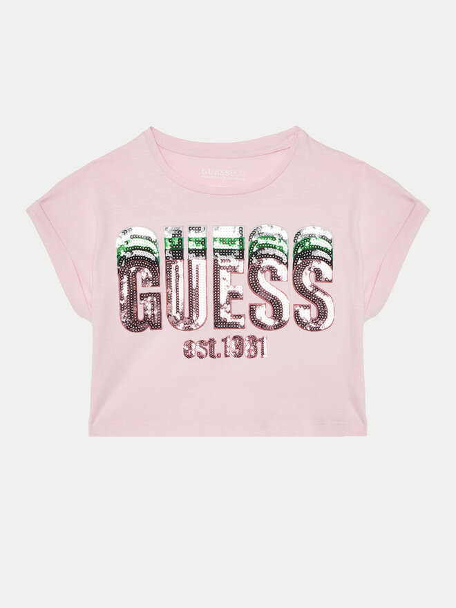 Guess Guess Marškinėliai J5RI10 K8HM4 Rožinė Regular Fit