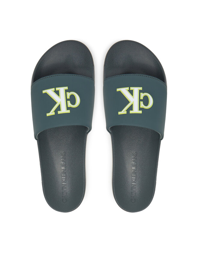 Calvin Klein Jeans Natikače Calvin Klein Jeans Slide Jelly Mono Pu YM0YM01281 Zelena