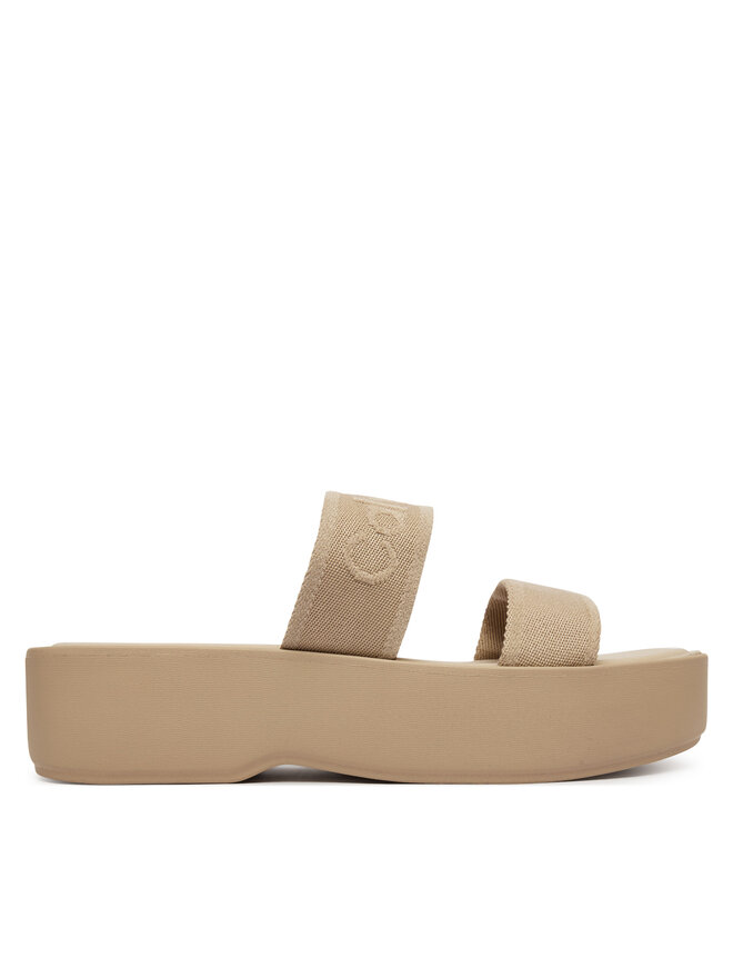 Calvin Klein Pantoletten Calvin Klein Flatform Sndl Webbing HW0HW02878 Beige