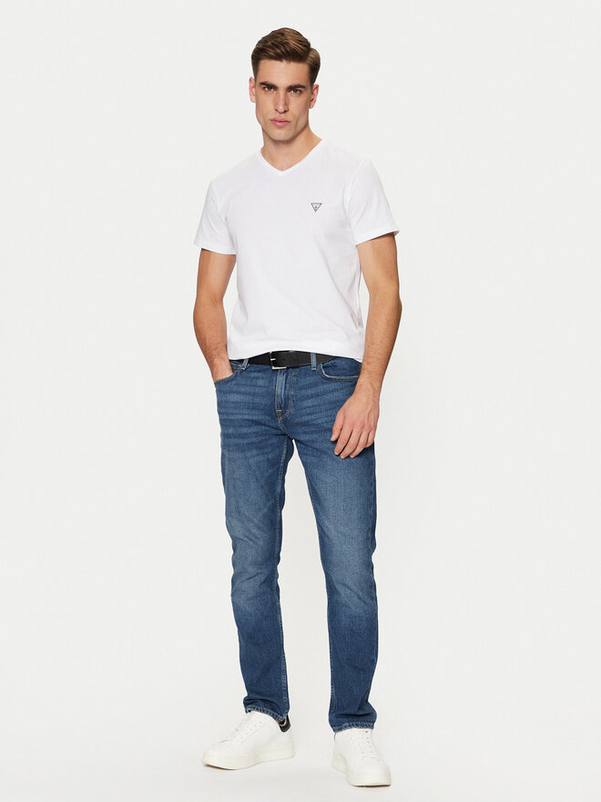 Guess Guess Marškinėliai Caleb U97M01 KCD31 Balta Slim Fit