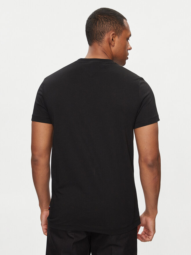 Tommy Hilfiger Tommy Hilfiger Marškinėliai Stripe Chest MW0MW34428 Juoda Slim Fit