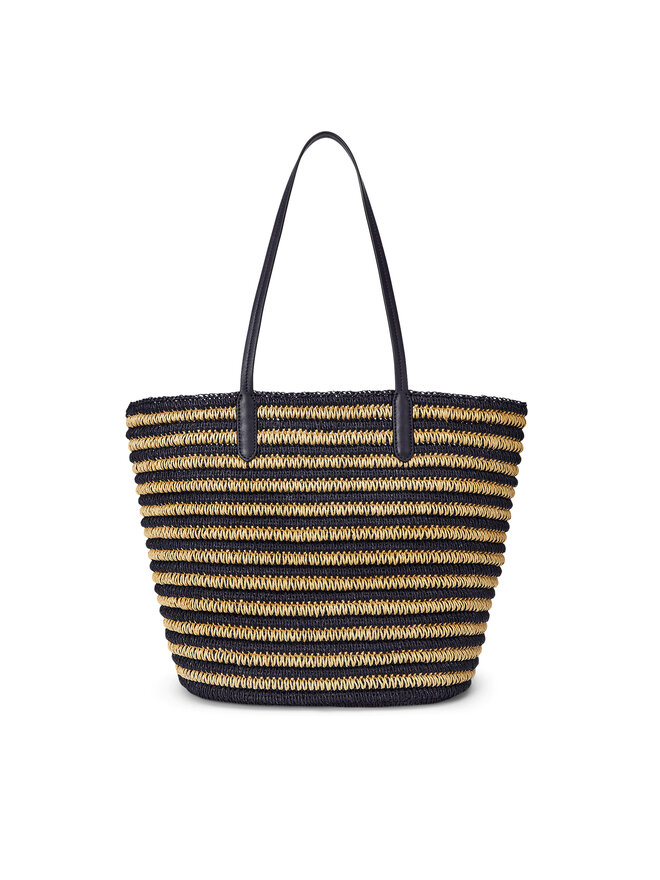 LAUREN RALPH LAUREN Torebka LAUREN RALPH LAUREN Brie Striped Straw Large Tote Bag 431959019002 Granatowy