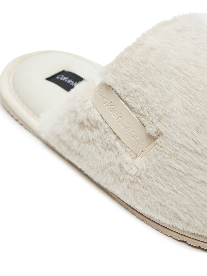 Calvin Klein Jeans Hausschuhe Calvin Klein Jeans Hotel Slipper Fur After Glow YW0YW01593 Écru