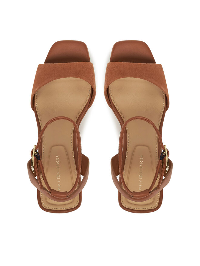 Tommy Hilfiger Espadryle Tommy Hilfiger Leather & Suede High Wedge Espad FW0FW08803 Brązowy