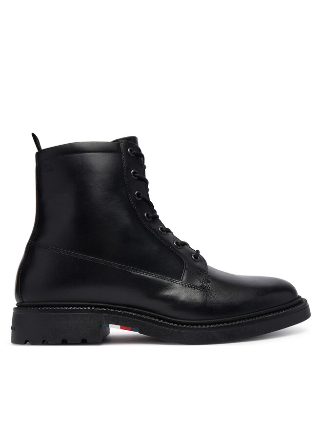 Tommy Hilfiger Schnürschuhe Tommy Hilfiger Corporate Casual Lth Boot FM0FM06174 Schwarz