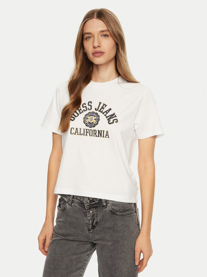 Guess Jeans Guess Jeans Majica W5RI43 K8HM0 Bela Regular Fit