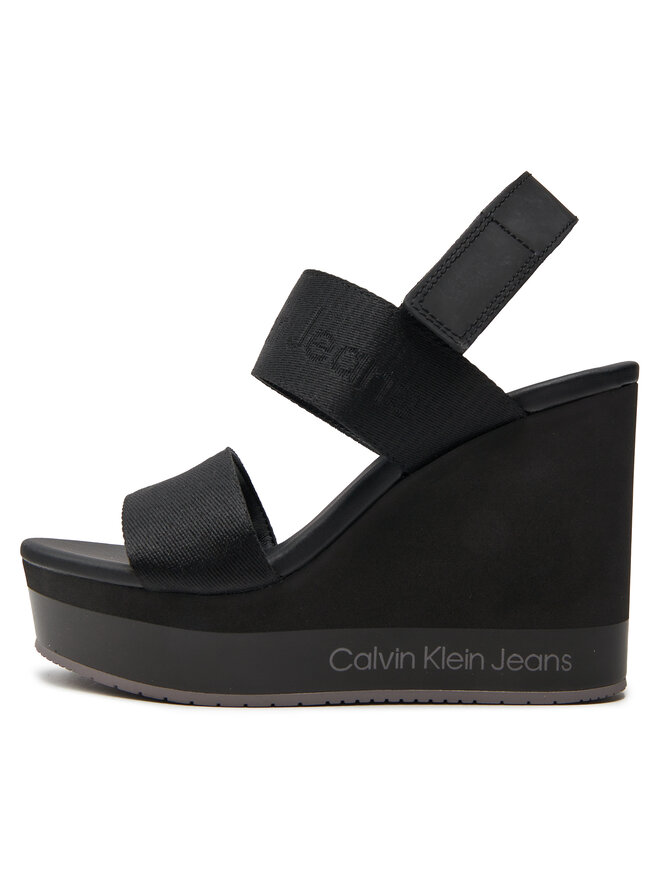 Calvin Klein Jeans Sandály Calvin Klein Jeans Wedge Sandal Webbing In Mr YW0YW01360 Černá