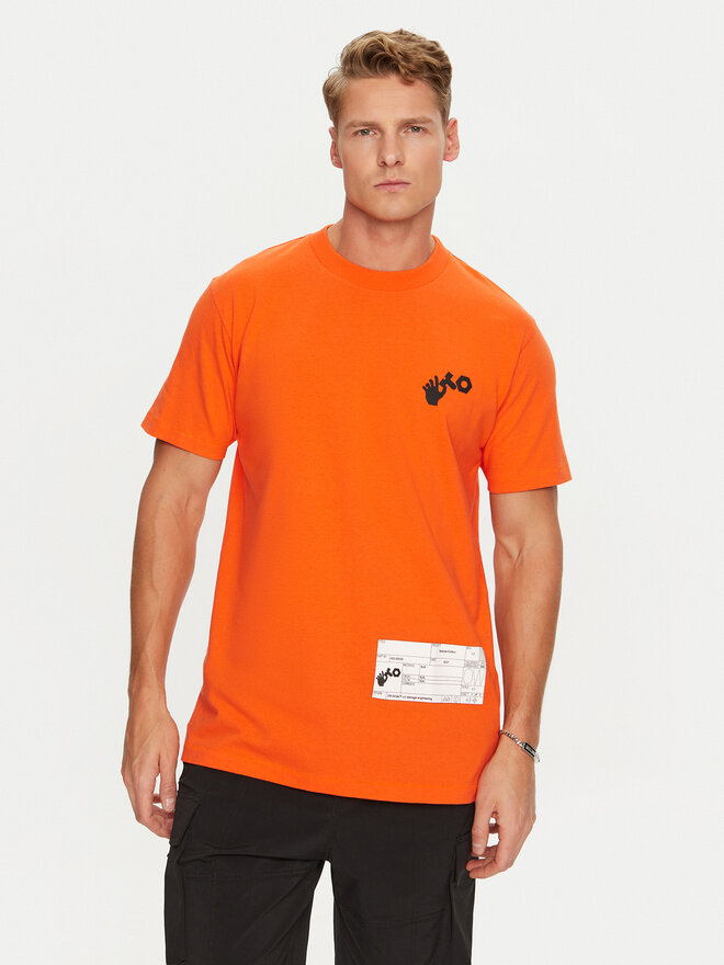 Off-White Off-White Majica OMAA027T22JER0012001 Oranžna Regular Fit