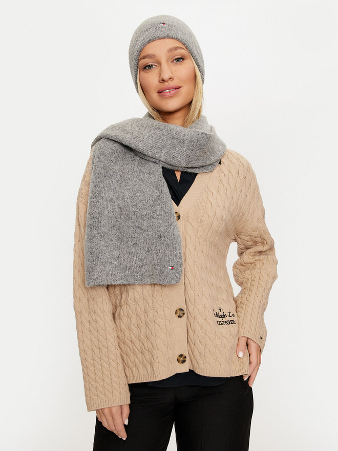 Tommy Hilfiger Set Schal und Mütze Tommy Hilfiger AW0AW17124 Grau