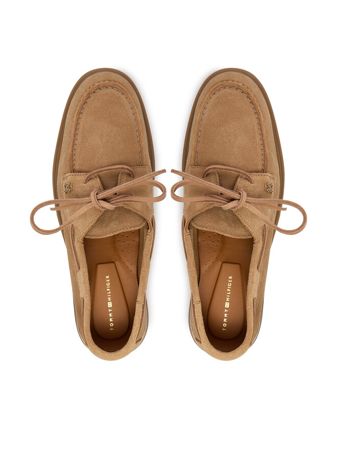 Tommy Hilfiger Mokassins Tommy Hilfiger Light Suede Boat Shoe FW0FW09337 Braun