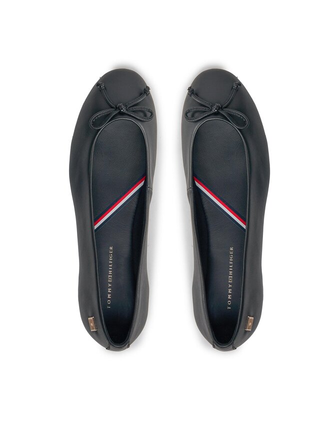 Tommy Hilfiger Baleriny Tommy Hilfiger Essential Leather Ballerina FW0FW07768 Czarny