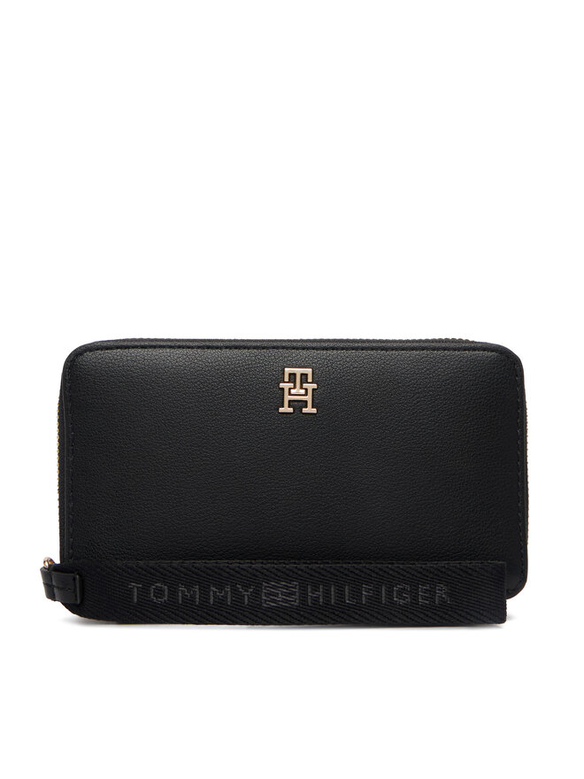 Tommy Hilfiger Geldbörse Tommy Hilfiger Th Logotape Compact Zip Around AW0AW18699 Schwarz