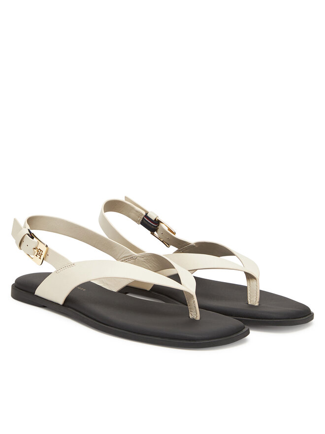 Tommy Hilfiger Sandały Tommy Hilfiger Color Block Thong Flat Sandal FW0FW08883 Écru